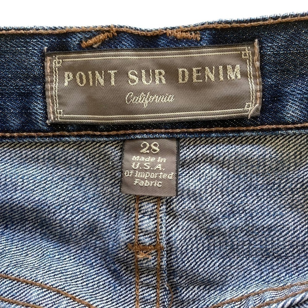 Point Sur Shoreditch Straight Leg Raw Hem Denim Jeans Patch Distressed sz 28 - Picture 12 of 15